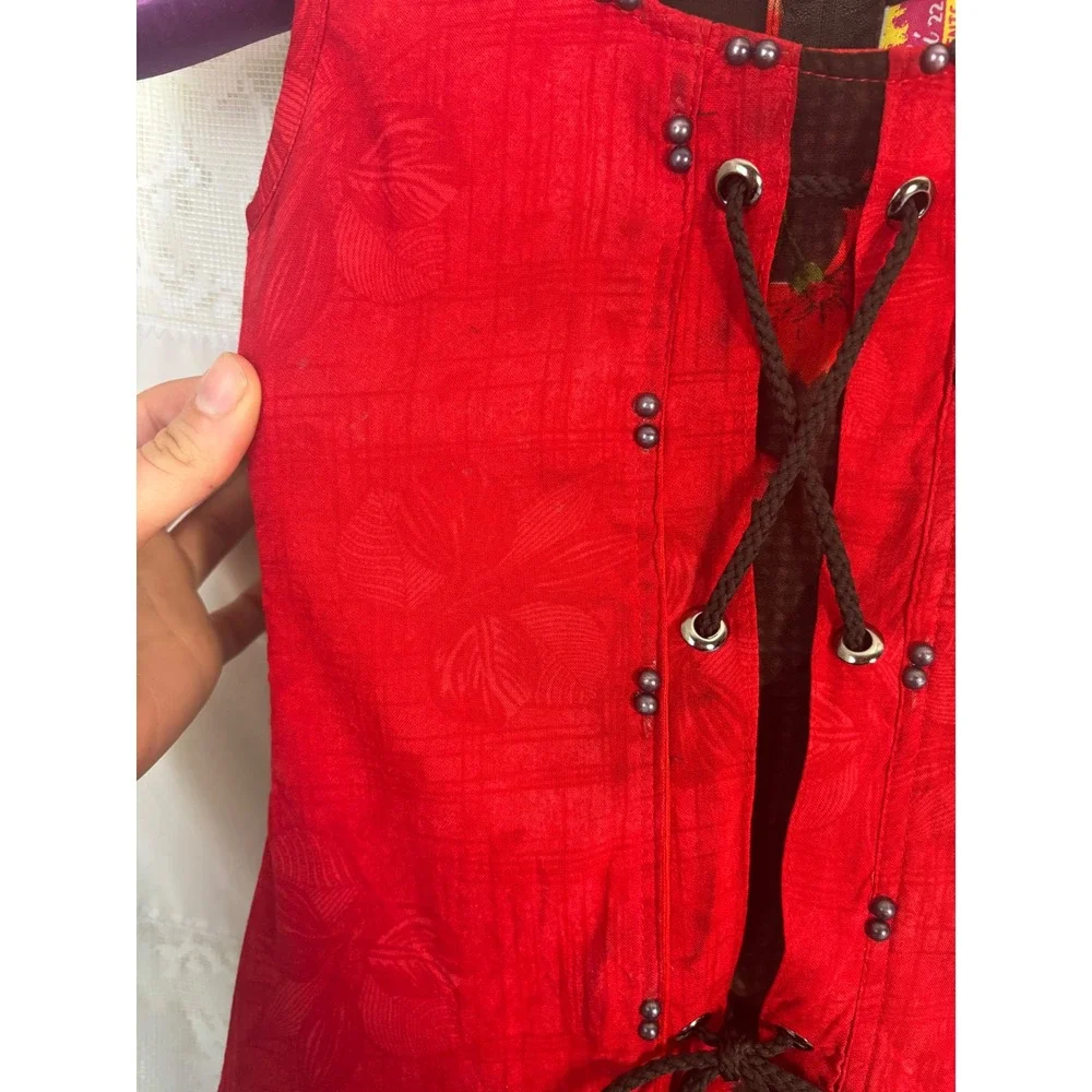 Little Girl's Vintage Red+Brown Folk‎ Dress
